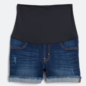 Just Black High-Waisted Denim Shorts with Black Waistband